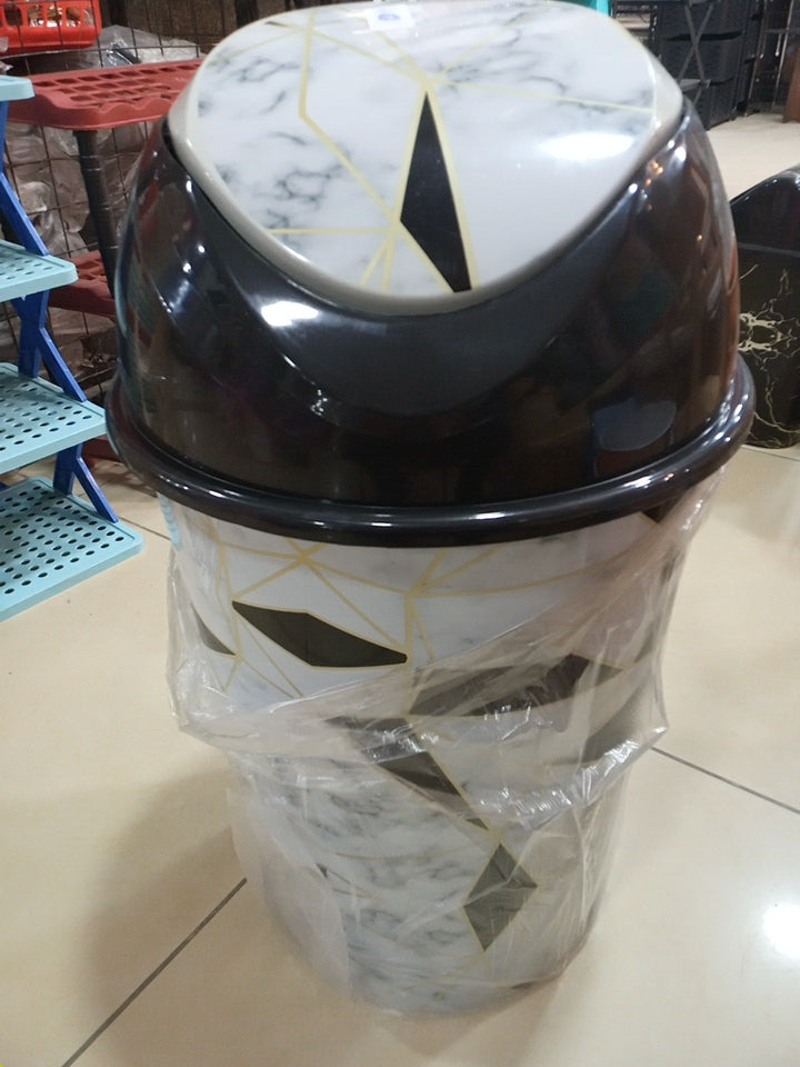 Marble Design Dustbin Square With Lid