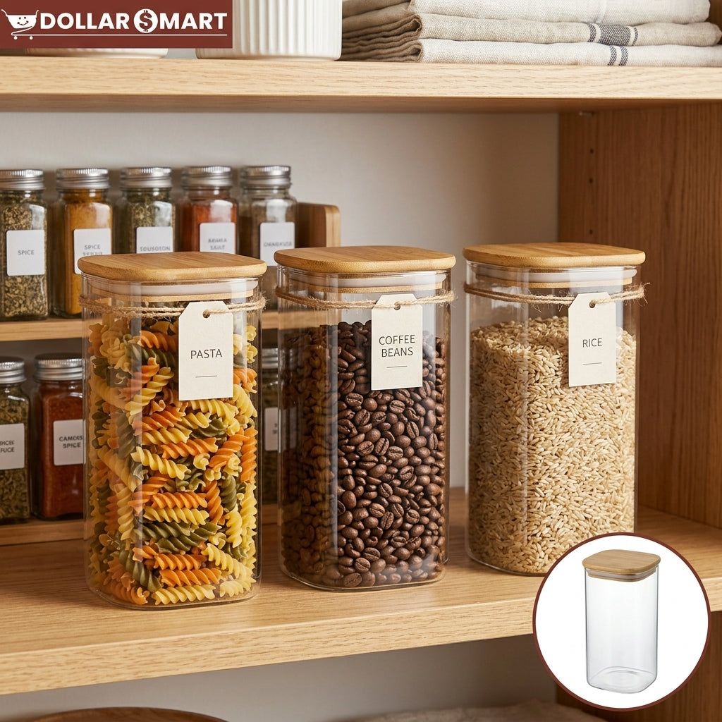 Glass Spice Food Jar Square Large
