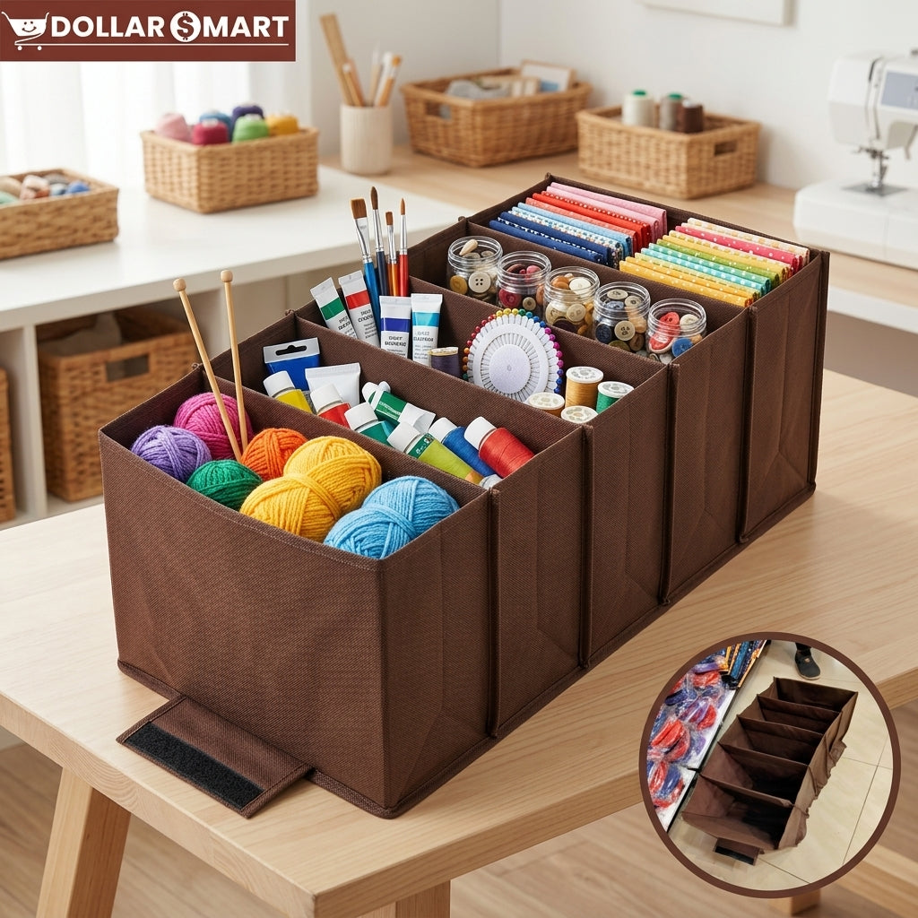 Compact 5 Partition Cloth Organizer on a shelf