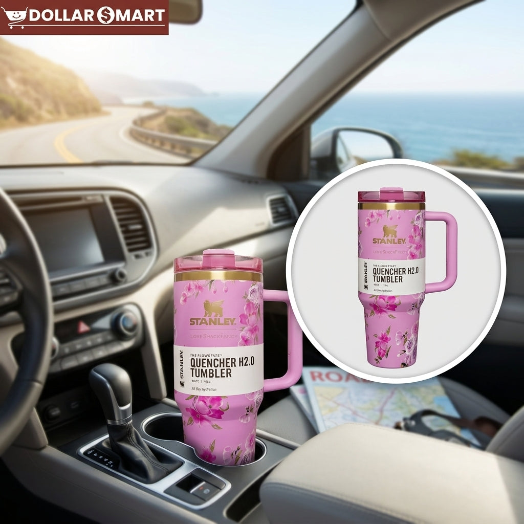 Stanley Tumbler with Printed Flower