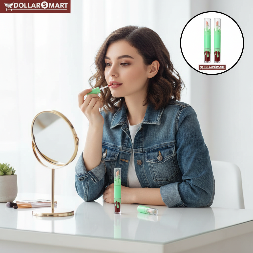 Top view of the 2 in 1 Lip Gloss and Lipstick combo product