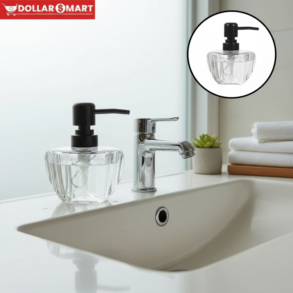 Acrylic heart shape Soap dispenser 220ml - Dollar$ Mart