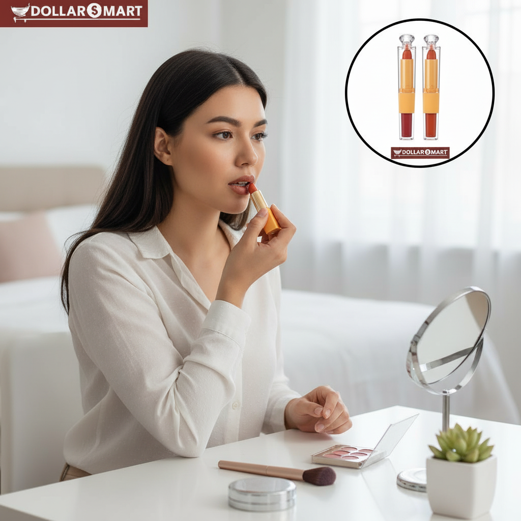 Back of 2 in 1 LipGloss and Lipstick with key ingredients mentioned.