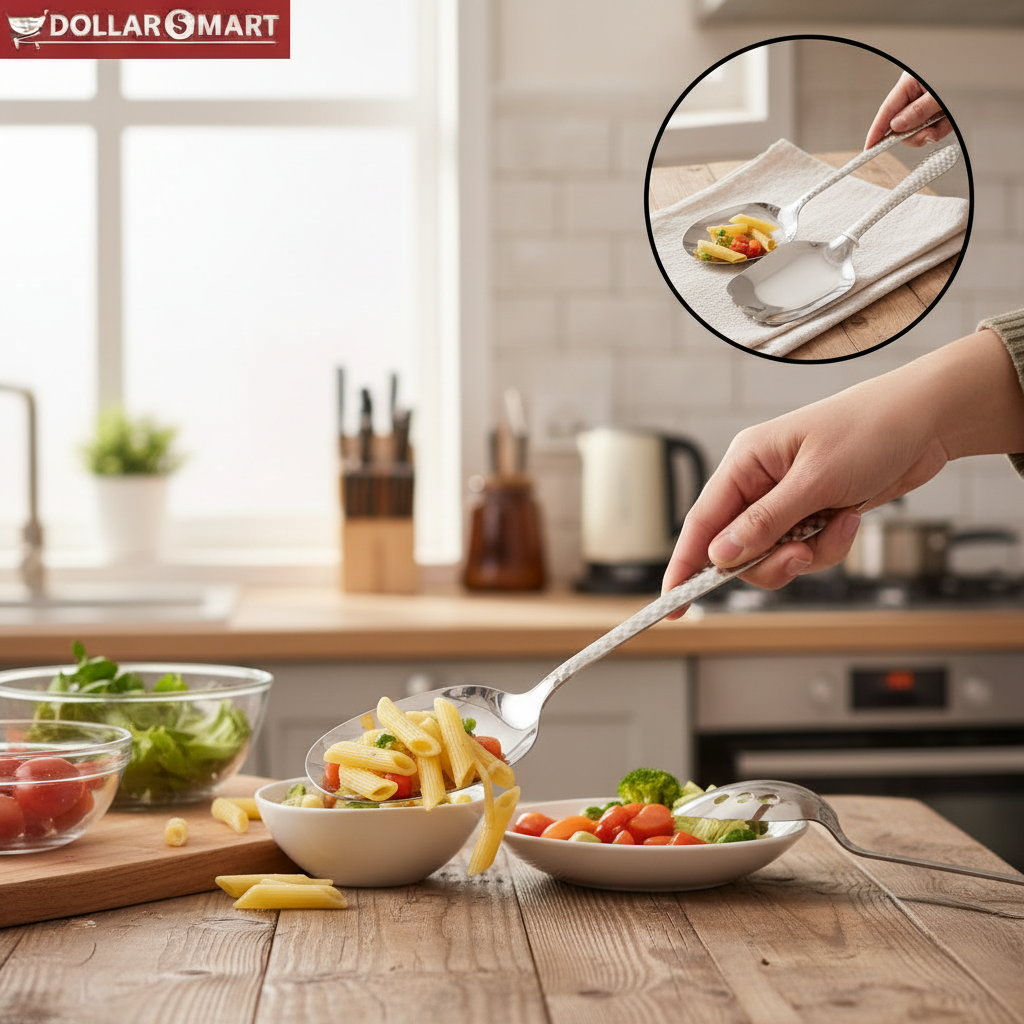 Steel Serving Spoon Large 2 Pcs