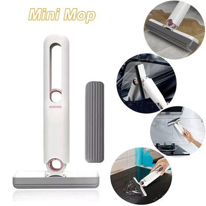 Portable Mini Mop Mini Squeeze Mop Folding Car Window Wall Cleaner Mini Sponge Mop Car Cleaning Mop | Mini Mop Self Squeeze Mini Mop Cleaner for Kitchen Floor Cleaner Mop, Plastic