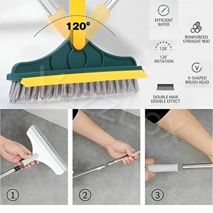 SHERICE 3 in 1 Cleaning Brush with Wiper | Double Sided Scrubber Brush with Long Handle Cleaning, Brush, Wiper, Double Sided, Scrubber, Long Handle