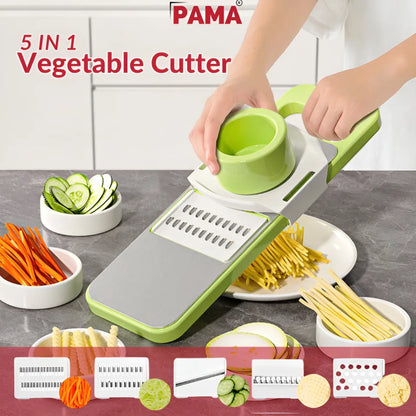 iFlashDeal Vegetable Sli-cer Cu-tter Gra-ter Cho-pper Food S-licer Dic-er Hand Gu-ard Set Kitchen Manual Sli-cer Kitchen Tool Accessories Stainless Steel Rust-Free Bla-des with 5 Removable Bla-des and Storage Box