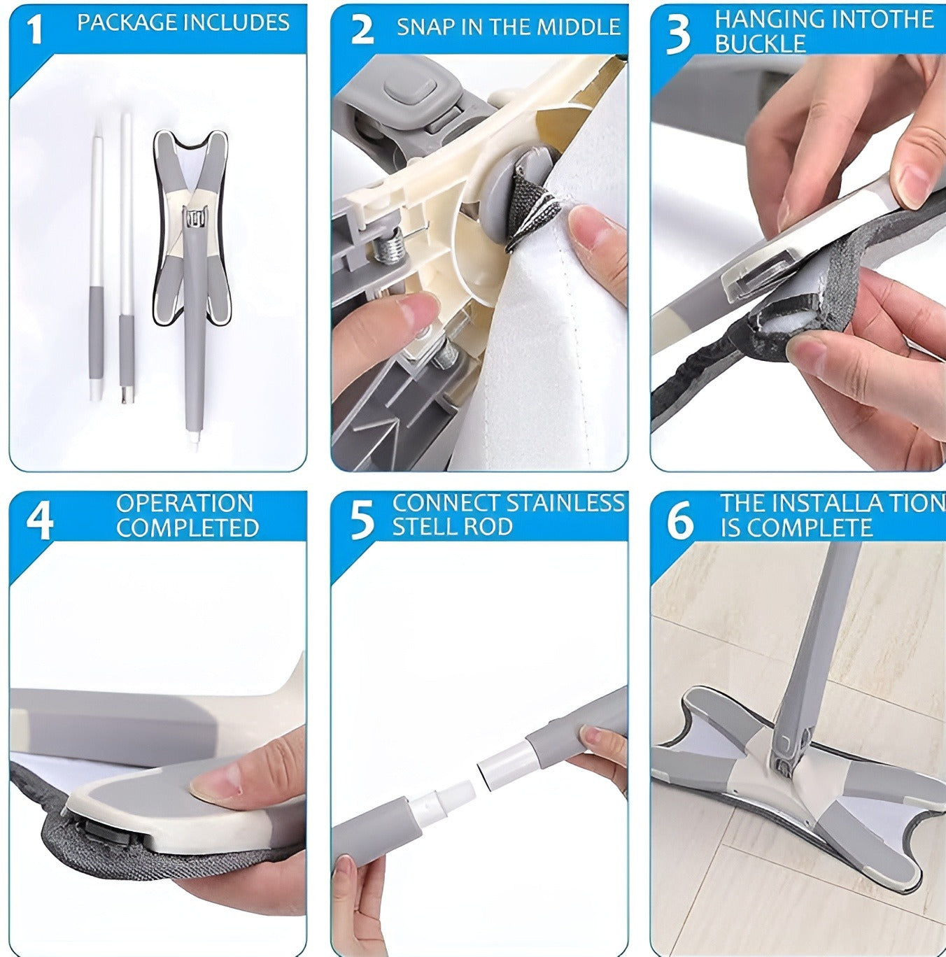 Rotating Mop 360 Spin Twist Mop Water Mop Floor Cleaning Easy Bucket Dust Magic Microfiber Mop Electric Broom Cleaning Mop, Floor Cleaning, Microfiber, Electric Broom