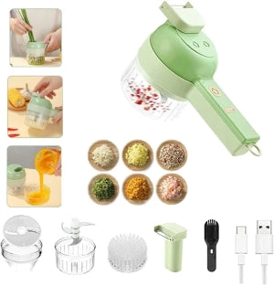 4 in 1 Handheld Electric Vegetable Cutter Set - Electric Garlic Chopper Wireless Food Grinder Vegetable Chopper Chili Pepper Chopper Onion Cutter Mini Food Chopper Electric Garlic Masher