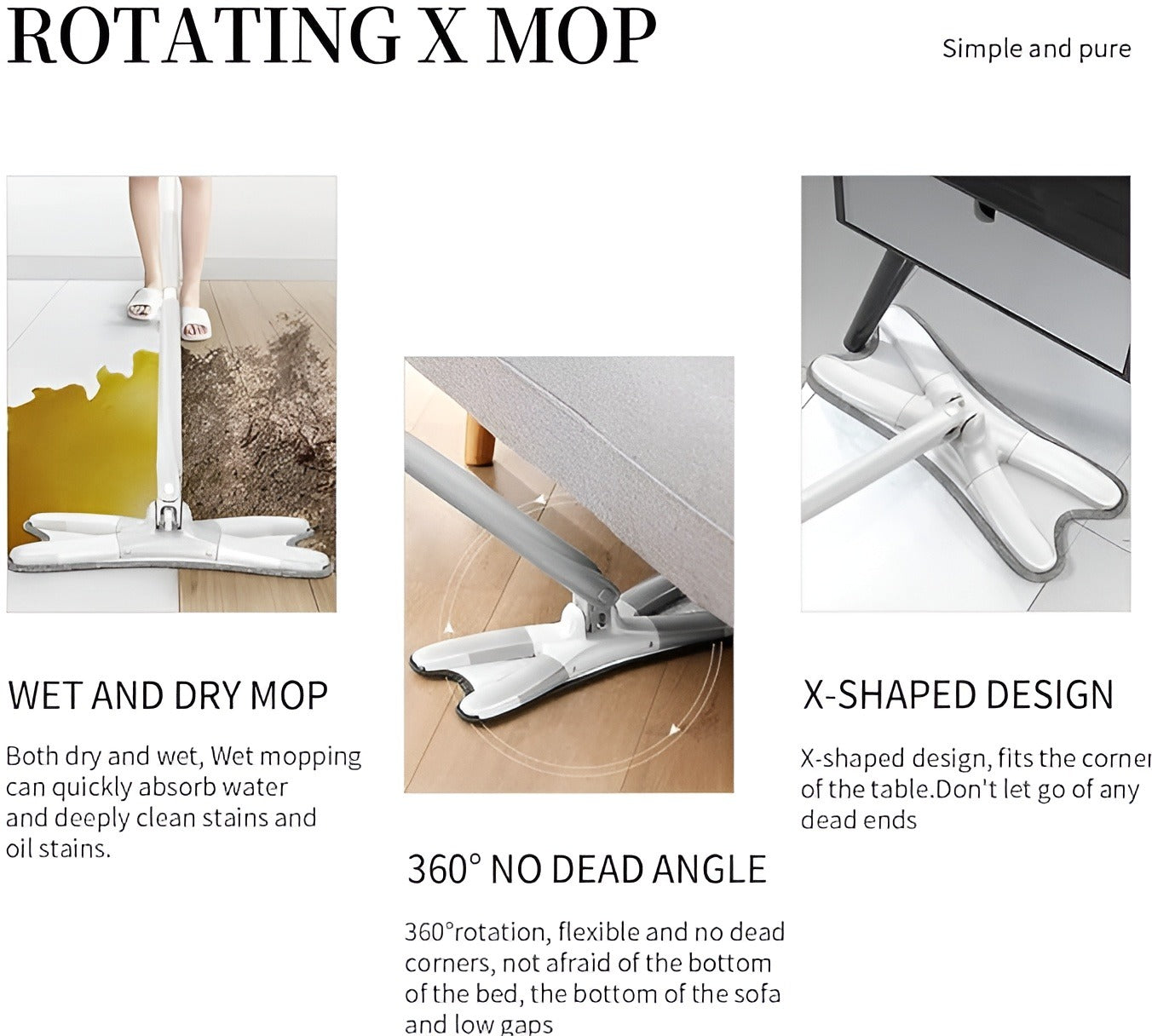 Rotating Mop 360 Spin Twist Mop Water Mop Floor Cleaning Easy Bucket Dust Magic Microfiber Mop Electric Broom Cleaning Mop, Floor Cleaning, Microfiber, Electric Broom