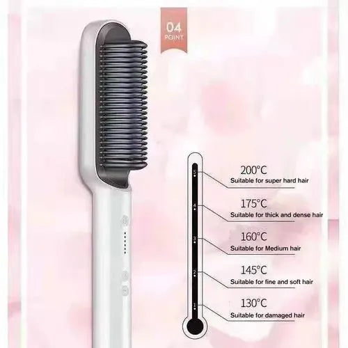 Random Color Hair Straightener Brush Curling Comb 2 In 1 Hair Hot Comb Anti-Scald Hair Straightener Brush For Girls Electric Heated Hair Styler Tool, Travel, Professional Salon at Home
