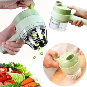 4 in 1 Handheld Electric Vegetable Cutter Set - Electric Garlic Chopper Wireless Food Grinder Vegetable Chopper Chili Pepper Chopper Onion Cutter Mini Food Chopper Electric Garlic Masher