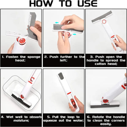 Portable Mini Mop Mini Squeeze Mop Folding Car Window Wall Cleaner Mini Sponge Mop Car Cleaning Mop | Mini Mop Self Squeeze Mini Mop Cleaner for Kitchen Floor Cleaner Mop, Plastic