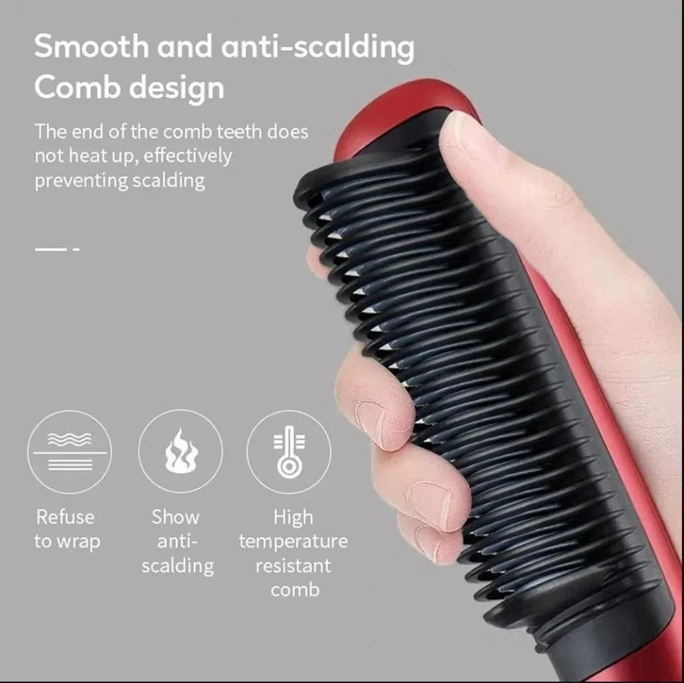 Random Color Hair Straightener Brush Curling Comb 2 In 1 Hair Hot Comb Anti-Scald Hair Straightener Brush For Girls Electric Heated Hair Styler Tool, Travel, Professional Salon at Home