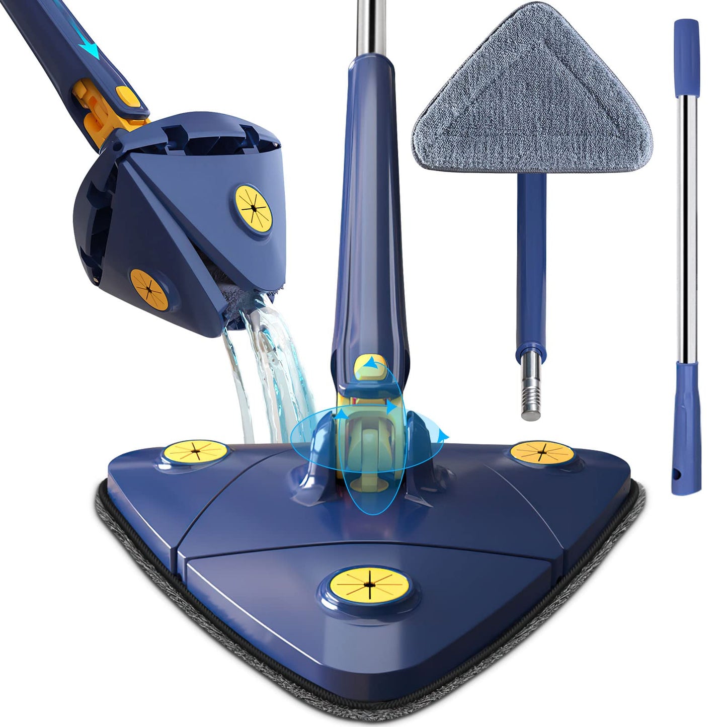 °360 Rotating Triangle Twister Mop: Effortlessly Clean with Triangular Mop Head, Auto-twisting Water Feature for Easy Cleaning