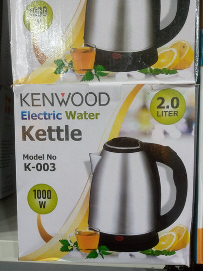 Kenwood K-003 Stainless Steel Electric Kettle – 2.0L 1000W Fast Boil, Auto Shut-Off, 220V, Light Indicator | Rust-Proof & Spill-Free Design