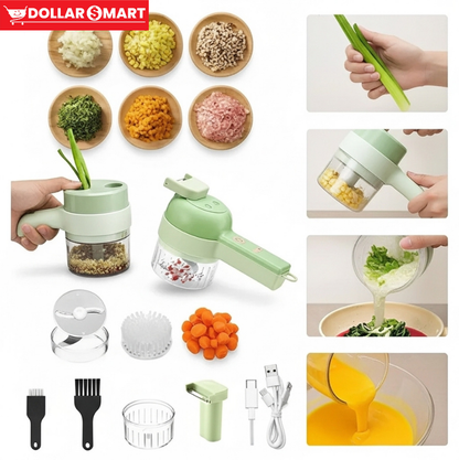 4-in-1 Handheld Electric Food Processor in a modern kitchen setting, showing ease of use