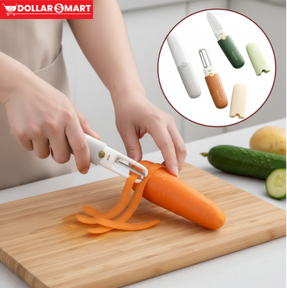 Close-up of the fruit knife's peeling and cutting capabilities