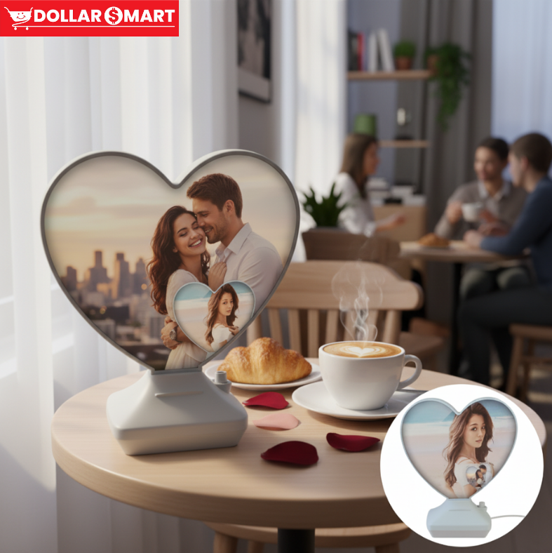 2-in-1 Magic Photo Frame & Mirror on a bedroom wall with a few decorative pieces