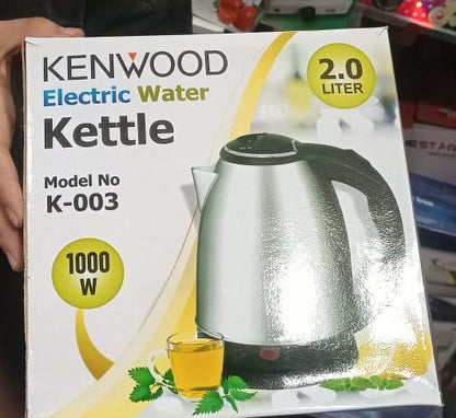 Kenwood K-003 Stainless Steel Electric Kettle – 2.0L 1000W Fast Boil, Auto Shut-Off, 220V, Light Indicator | Rust-Proof & Spill-Free Design