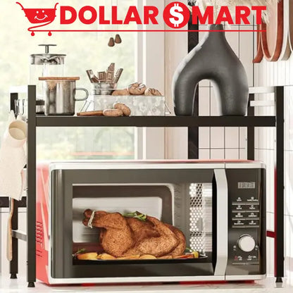 OVEN RACK Adjustable Plastic & Metal Microwave Shelf Stand – Space-Saving Single Layer Oven Rack, Sturdy Kitchen Cabinet Organizer for Countertop Storage