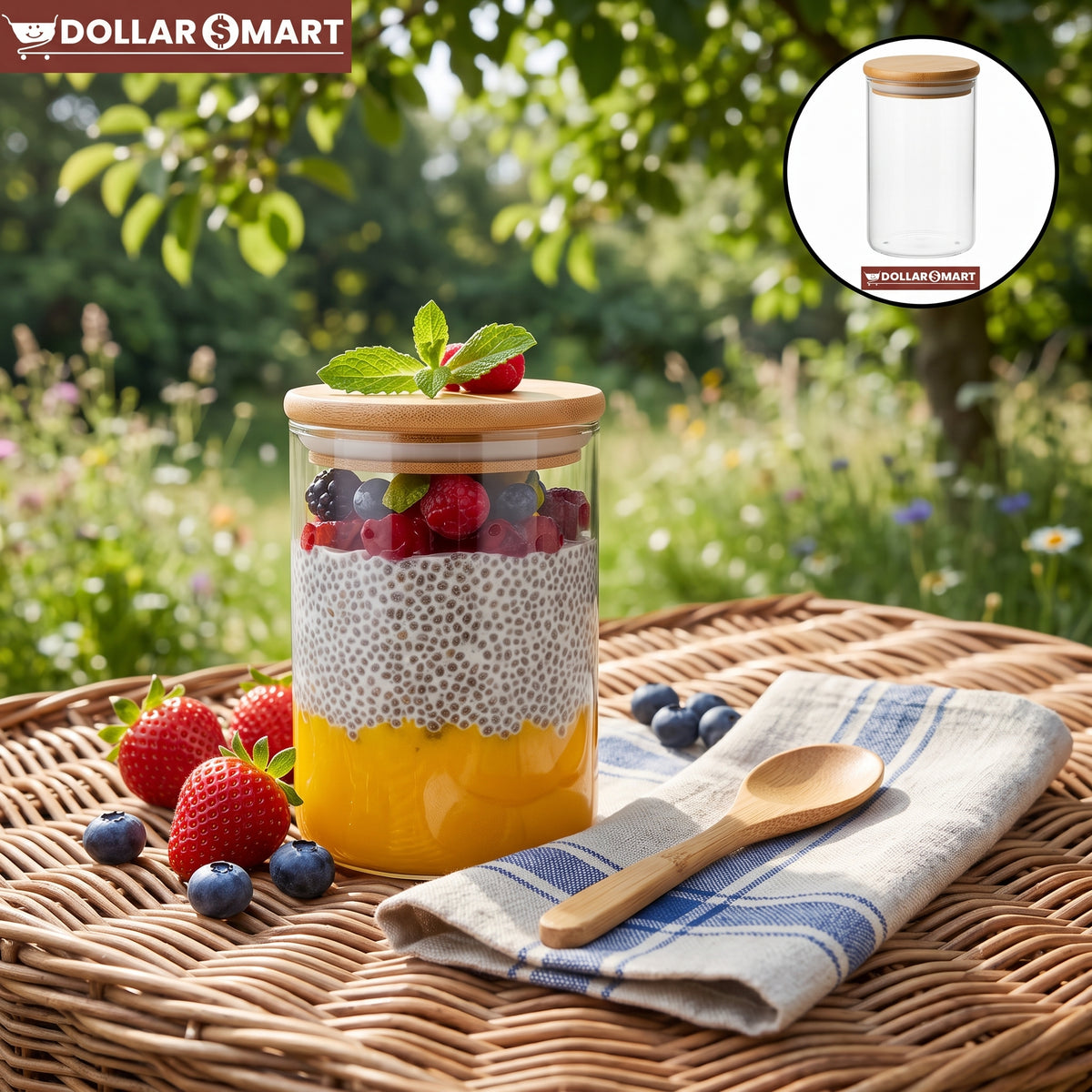 Small Glass Jar with Lid for Kitchen Storage