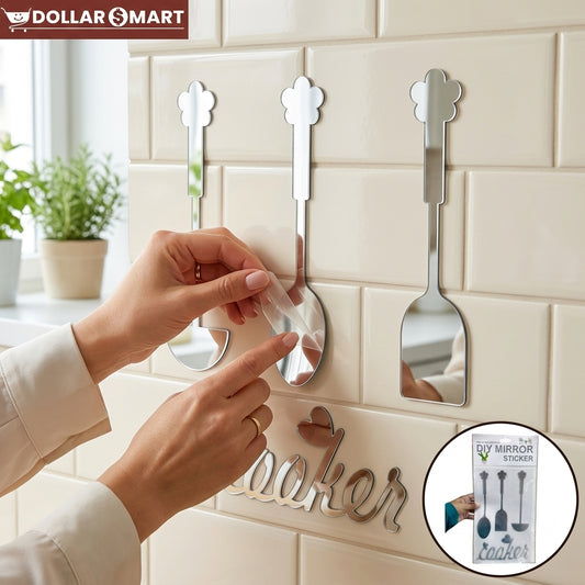 DIY mirror stickers for wall with high-reflectivity surface and peel and stick adhesive