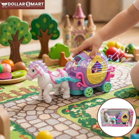 Musical toy carriage with built-in melodies and dynamic lighting effects