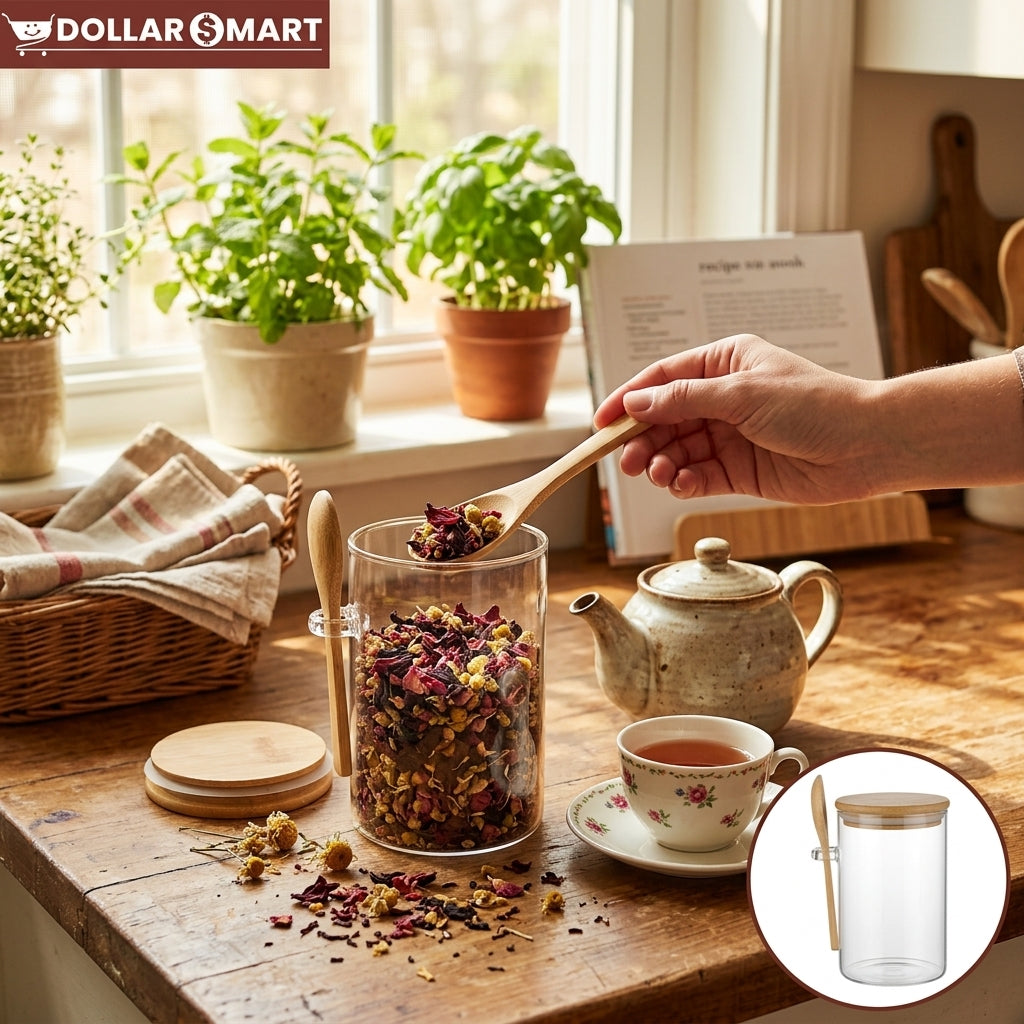 Glass Spice Food Jar with spoon Round/large