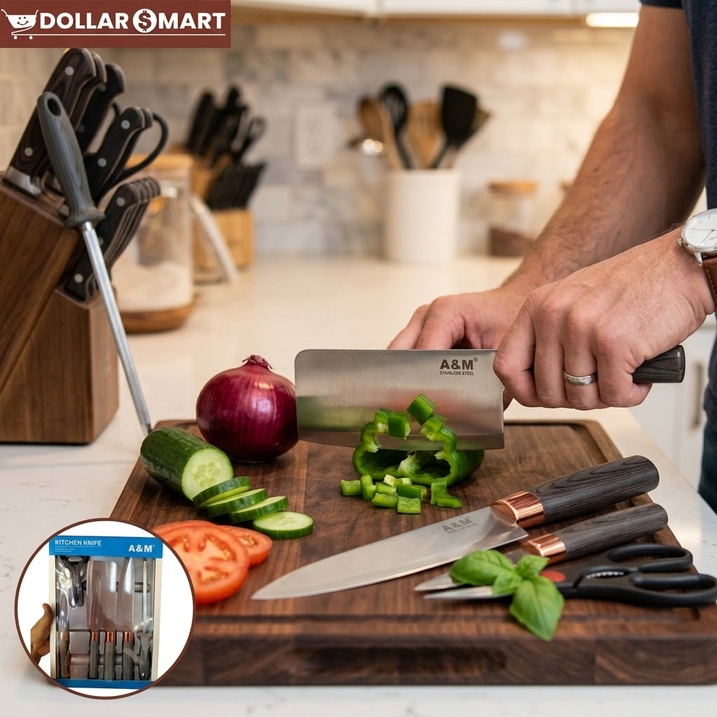 A&M Kitchen Knife Set of 6 - Dollar$ Mart