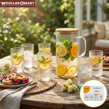 Welldeco Water Jug with 6 Glass - Dollar$ Mart