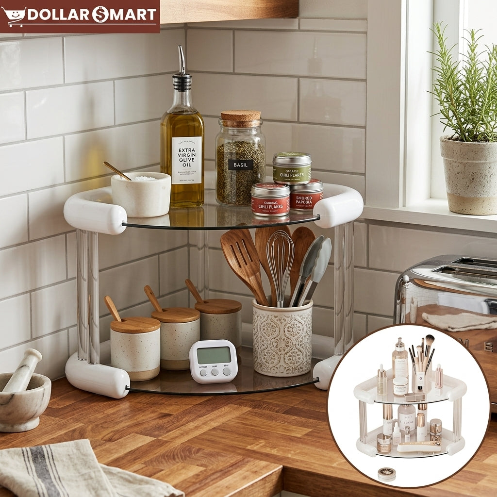 Acrylic 2 layer Corner Rack - Dollar$ Mart