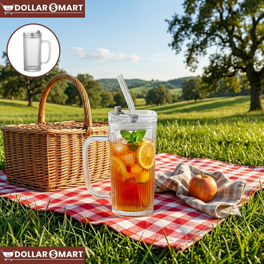 Square Glass Sipper with straw - Buy Online Pakistan