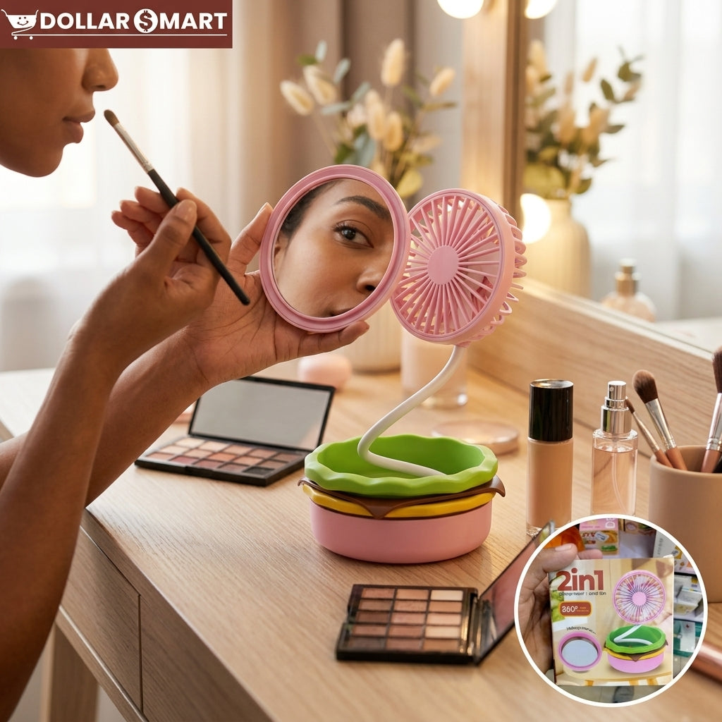 2 in 1 Burger Fan make up mirror