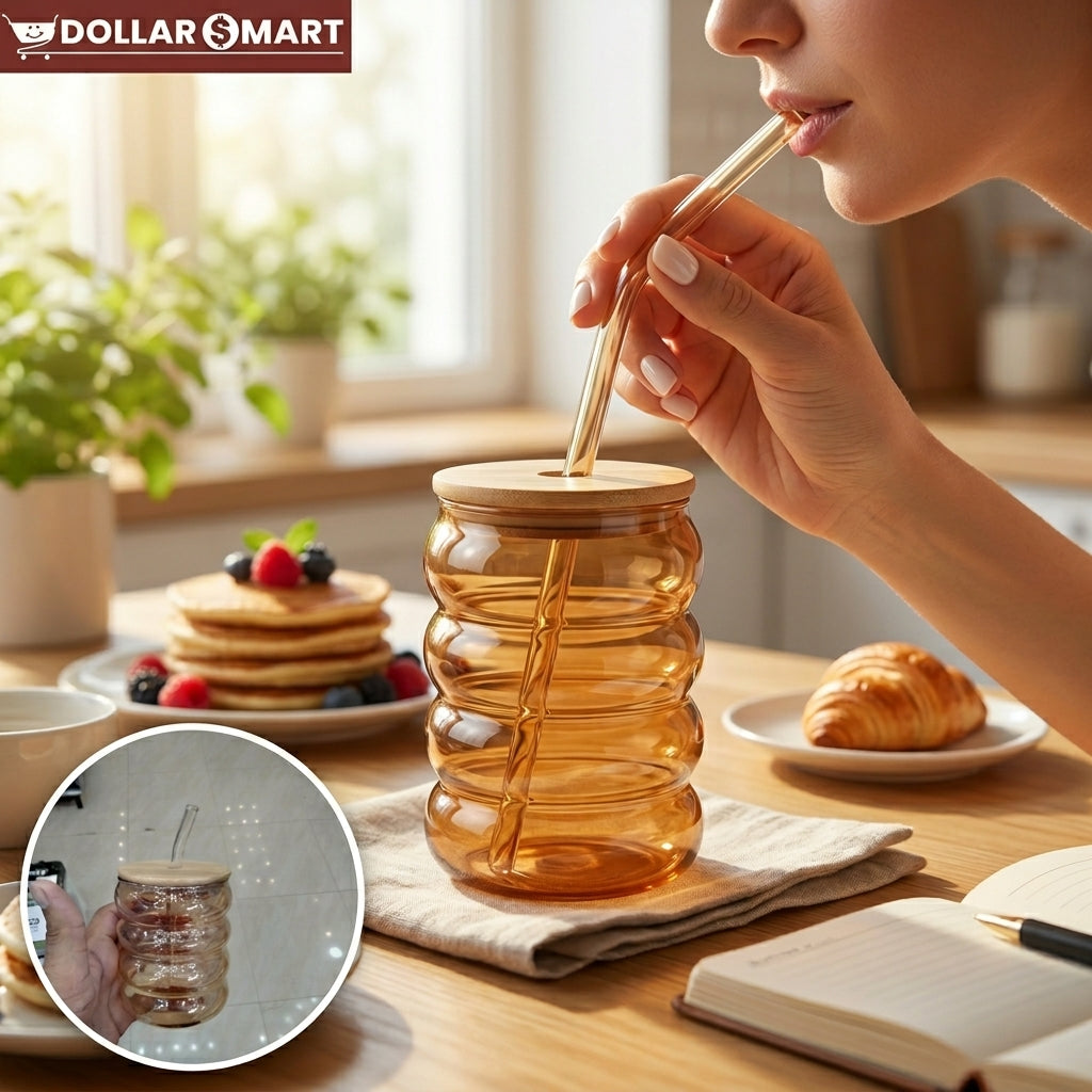 Glass with Straw And Wooden Cap