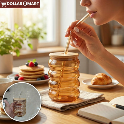 Glass with Straw And Wooden Cap