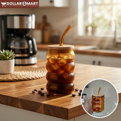 Glass with Straw And Wooden Cap