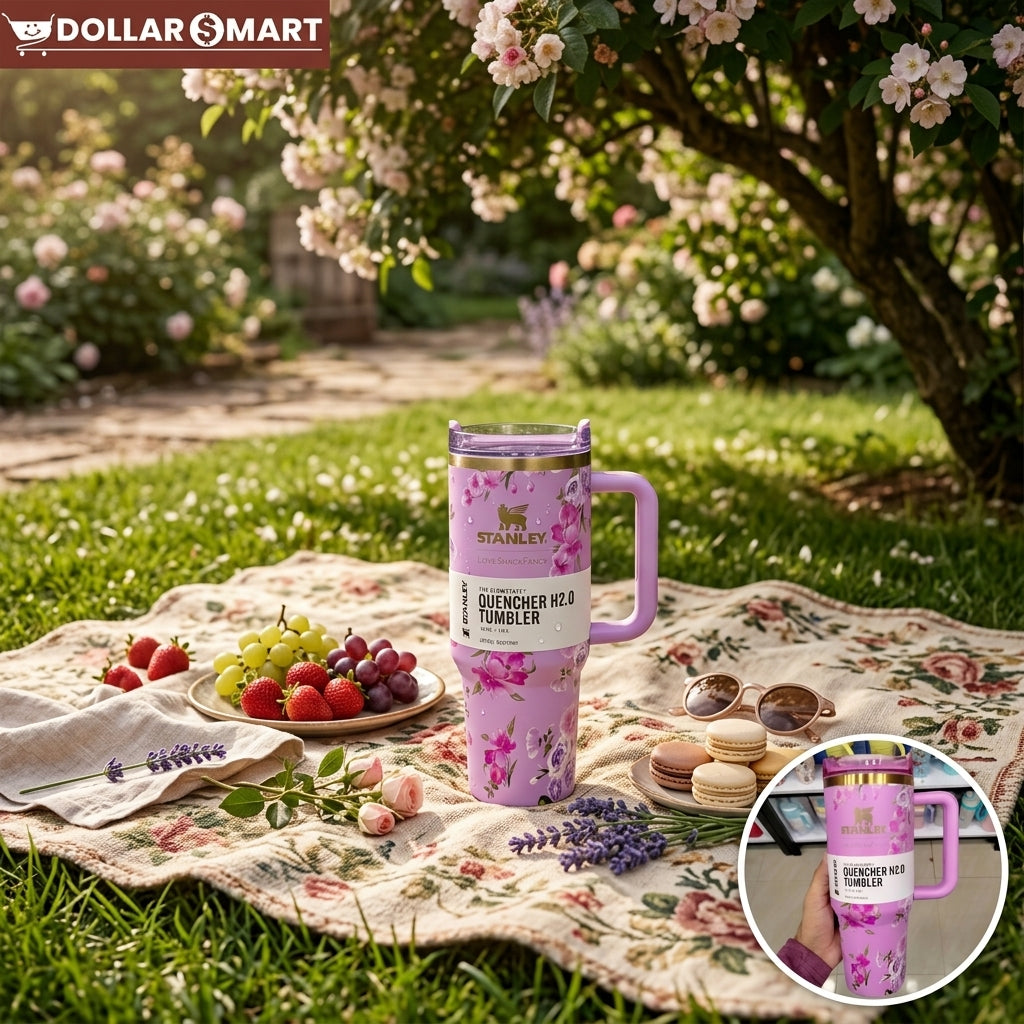 Stanley Tumbler with Printed Flower