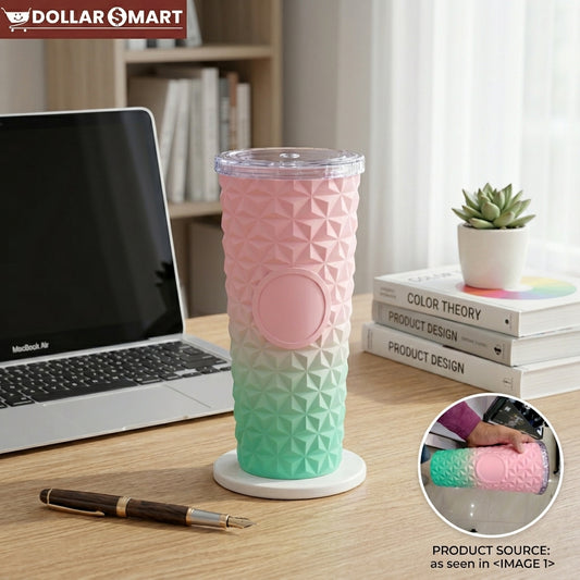 Double layer insulated coffee tumbler with protective dual-wall layout