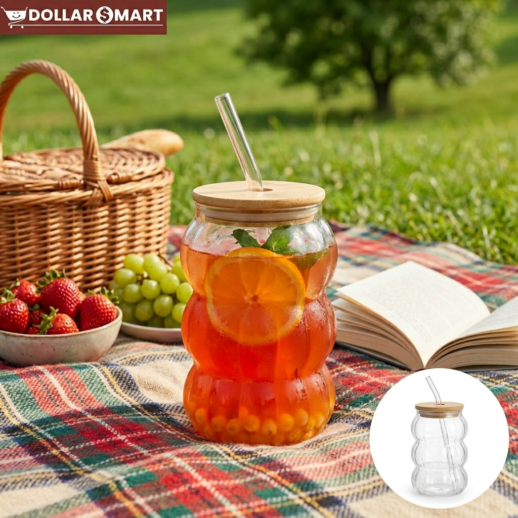 Glass Sipper with wooden lid