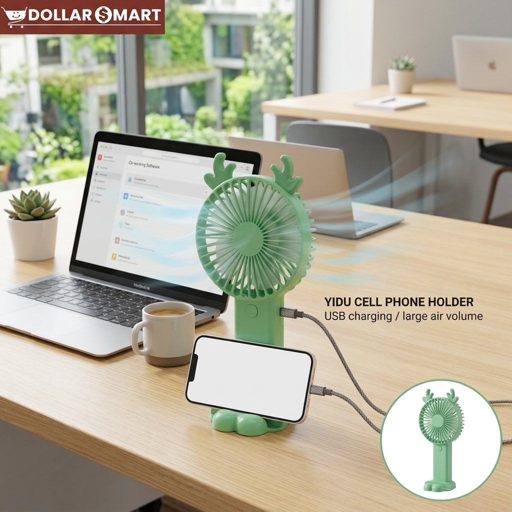 Portable Fan with Mobilephone Holder