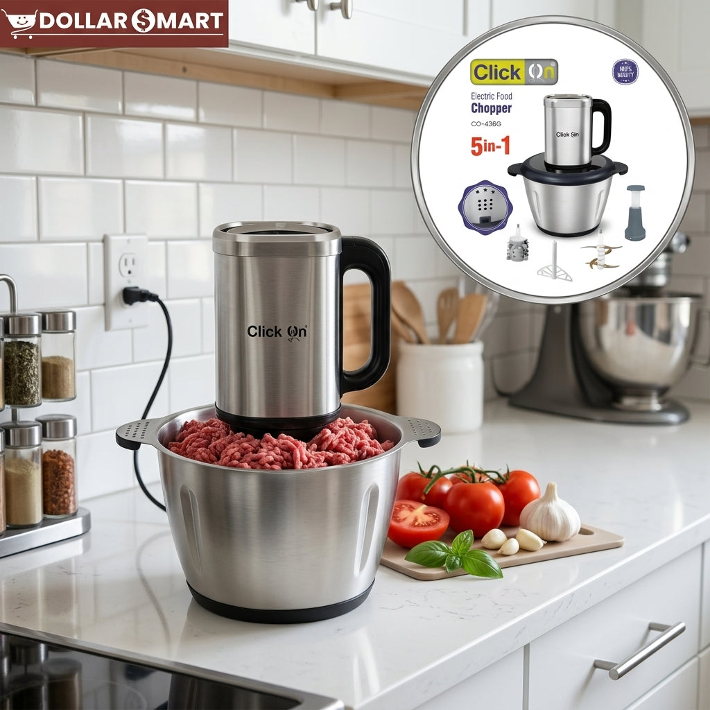 Click-ON 5 in 1 Electric Food Chopper 600W