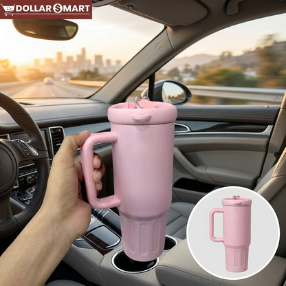 Tumbler with Handle – Ice Cold 24 Hours, Fits Cup Holders