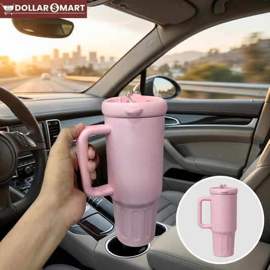Tumbler with Handle – Ice Cold 24 Hours, Fits Cup Holders