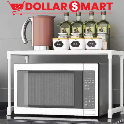 OVEN RACK Adjustable Plastic & Metal Microwave Shelf Stand – Space-Saving Single Layer Oven Rack, Sturdy Kitchen Cabinet Organizer for Countertop Storage