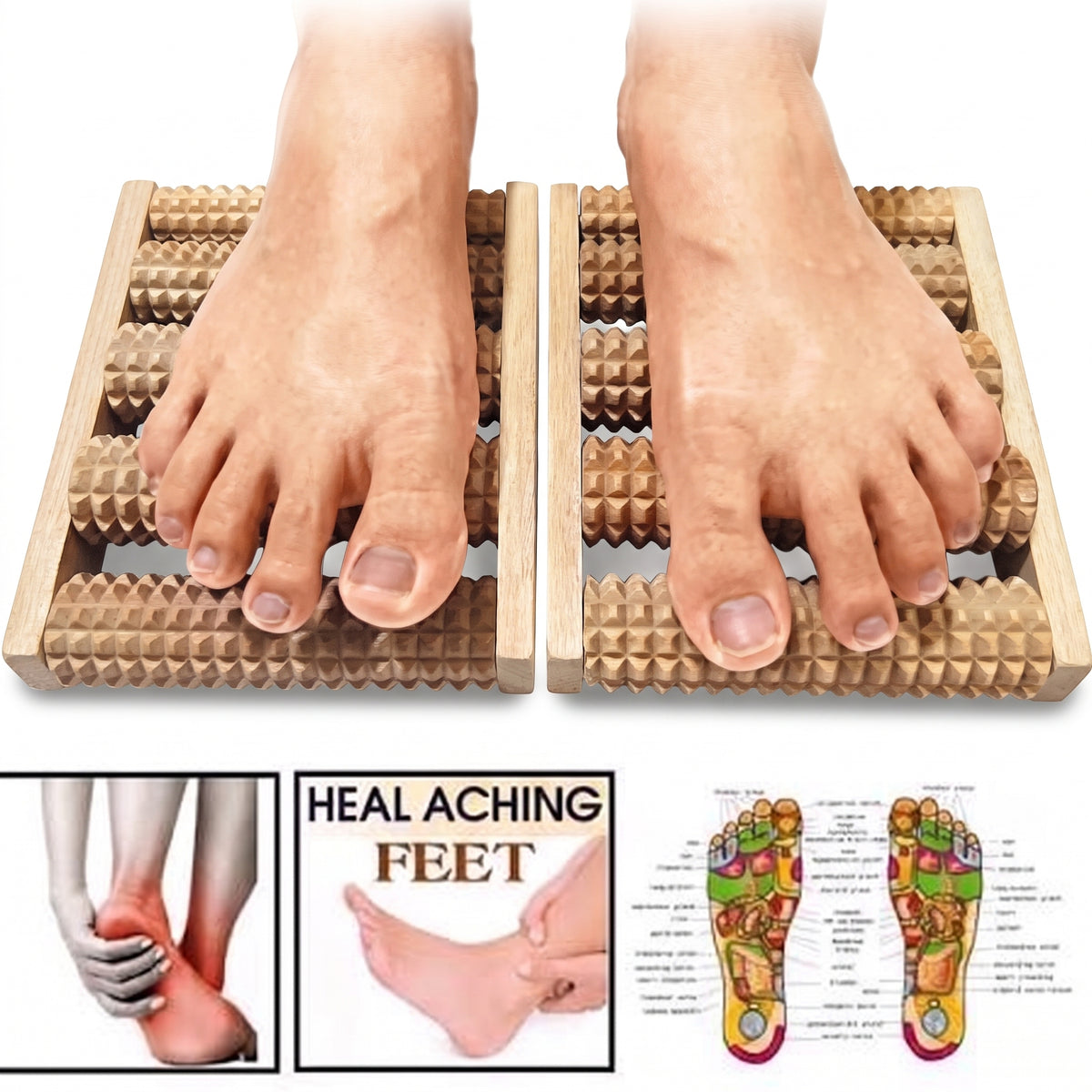 Wooden Foot Massager Roller – Pack of 2