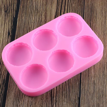 6-Cavity Oval Silicone Soap Mold for 3D Handmade Soap & Cake Decor – Reusable, Non-Toxic, Food-Grade Baking & Craft Mold