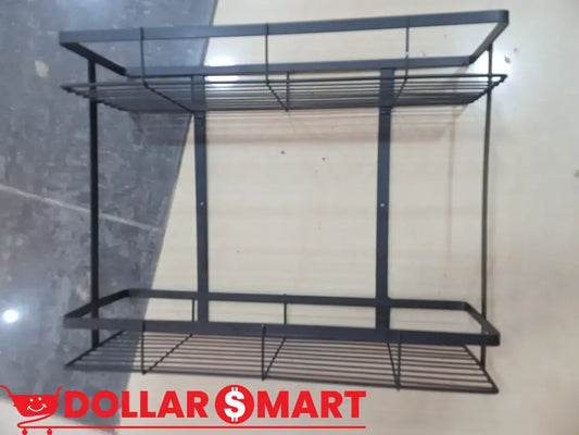 Heavy-Duty Wall-Mounted Storage Organizer – Multi-Purpose Shelf & Rack with 4 Iron Hooks for Kitchen, Bathroom, or Bedroom, 5kg Load Capacity