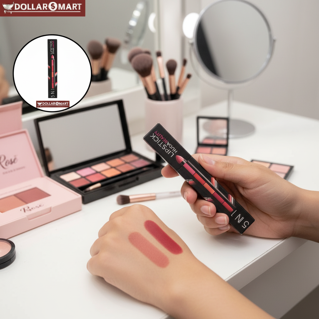 Side view of Huda Beauty 5 in 1 lipstick