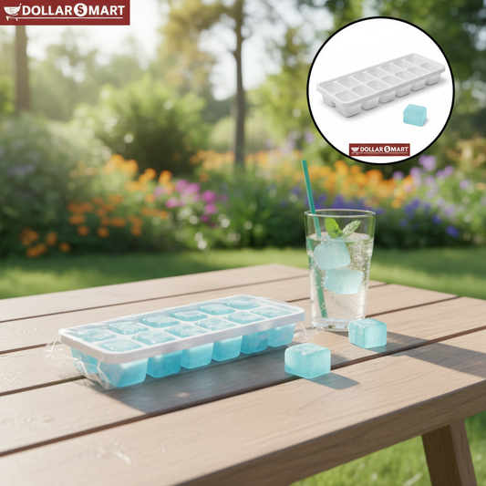 Ice cube tray with lid and bin for easy and mess-free ice storage